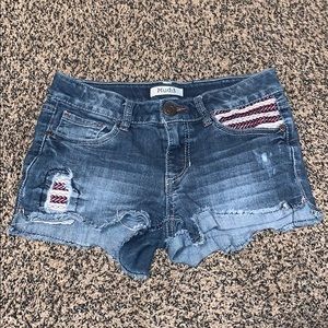 Dark denim mud shorts